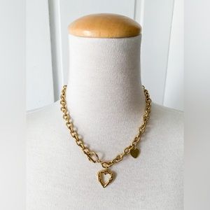 Chunky Angel wing Heart Toggle Necklace